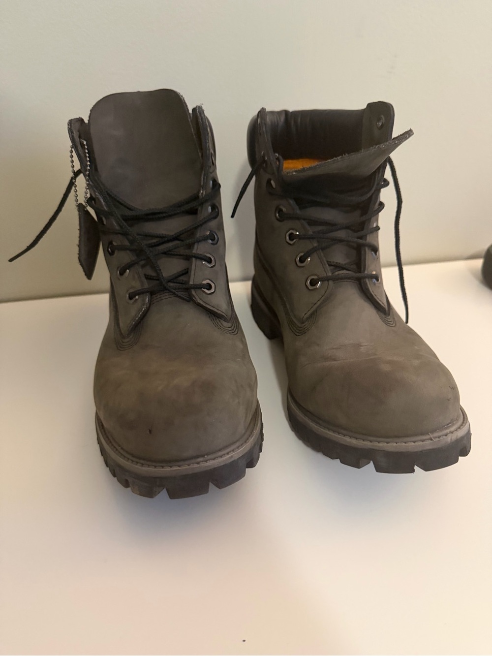 Timberland Men’s Genuine Leather Boots | Charcoal Gray & Black | Size 10